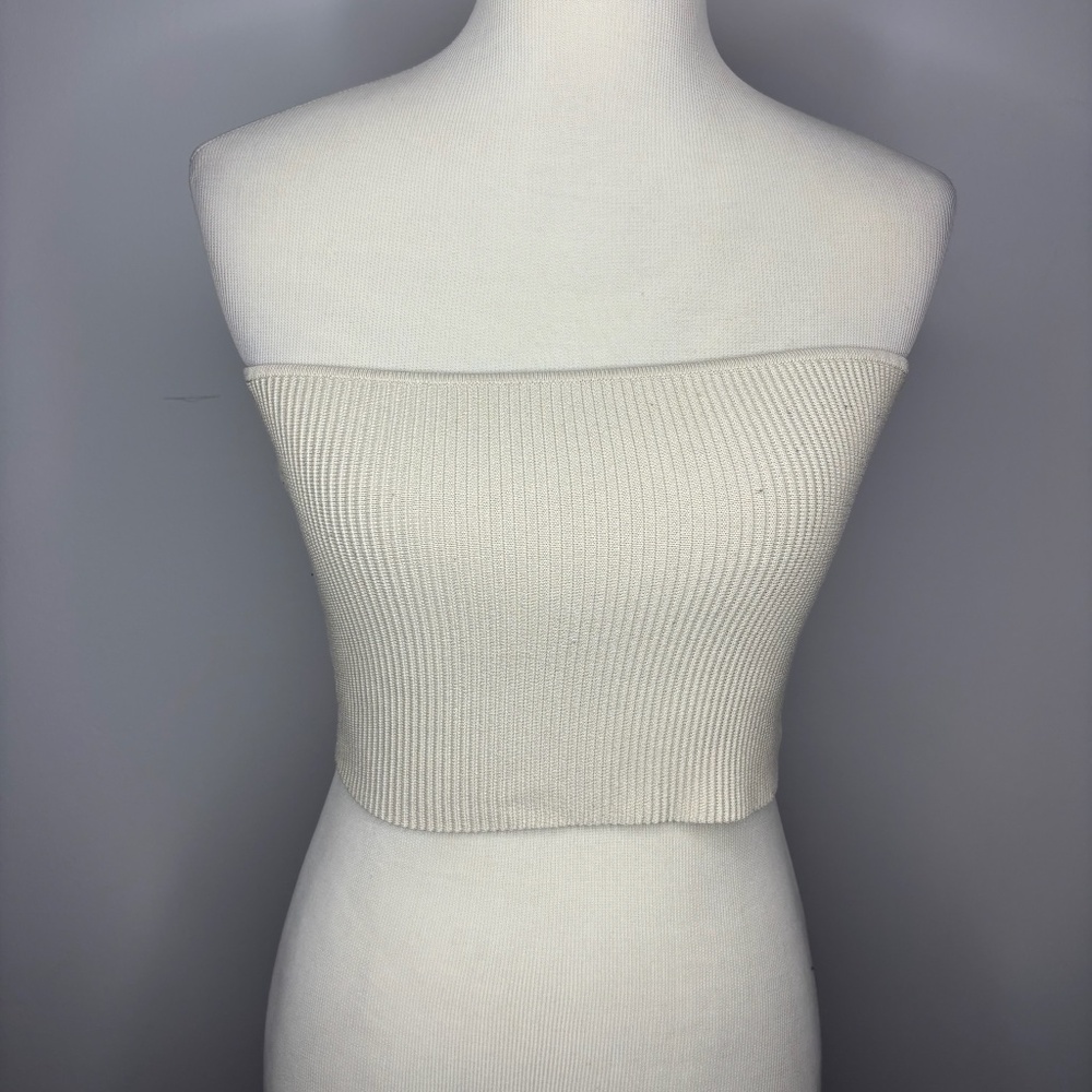 Babaton - Cream Ribbed Tube Top